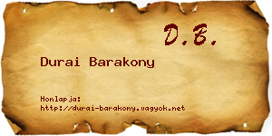 Durai Barakony névjegykártya